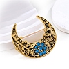 Moon Zinc Alloy Rhinestone Brooches PW-WGA4F50-01-5