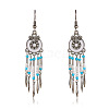 Bohemian Style Alloy Enamel Flat Round Tassel Chandelier Earrings FS-WG14215-05-1