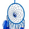 Handmade Round Evil Eye Leather Woven Net/Web with Feather Wall Hanging Decoration HJEW-G015-04-3