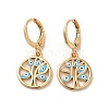 Tree with Evil Eye Real 18K Gold Plated Brass Dangle Leverback Earrings EJEW-Q797-19G-02-1
