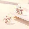 Sakura Flower 925 Sterling Silver Cubic Zirconia Stud Earrings FS-WGCE9CB-02-2