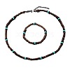 Bohemian Style Coconut Shell with Synthetic Turquoise Rondelle Beaded Necklaces & Bracelets Sets FS-WG8D889-05-2