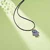 Aquamarine Rhinestone Hamsa Hand with Resin Evil Eye Pendant Necklace for Women NJEW-JN03956-02-2