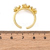 Flower Brass Open Cuff Rings for Women RJEW-G341-01G-5