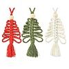 3Pcs 3 Colors Handmade Macrame Cotton Christmas Tree Pendant Decoration HJEW-JM02708-2