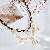 Alloy Crystal Rhinestone with Imitaiton Pearl Pendant Polyester Collar Necklaces for Women NJEW-SP0001-17A-4