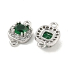 Brass Pave Clear & Green Cubic Zirconia Connector Charms KK-P275-47P-2