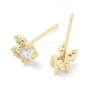 Brass Pave Clear Cubic Zirconia Stud Earring EJEW-S217-G02-2