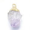 Natural Amethyst Pendants G-P383-13G-2