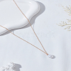 1Pc ABS Plastic Imitation Pearl Teardrop Pendant Iron Chain Necklaces NJEW-LP0009-35-3