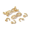 Rack Plating Brass Pave Clear Cubic Zirconia Fold Over Clasps KK-M264-15G-3