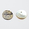 Flat Round Natural Akoya Shell Pendants X-SHEL-N031-01-2