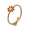 Daisy 304 Stainless Steel Enamel Open Cuff Rings for Women RJEW-M061-01G-02-2