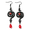 Alloy Snake with Plastic Teardrop Dangle Earrings for Women EJEW-G349-02EB-1