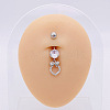 304 Stainless Steel Micro Pave Cubic Zirconia Belly Rings WGADED5-36-1