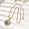 Unisex Religion 304 Stainless Steel Enamel Oval Pendant Box Chain Necklaces STAS-H258-02G-02-1