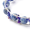 Natural Blue Spot Jasper Beads Cuff Bangle BJEW-TA00023-04-4