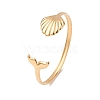 Marine 304 Stainless Steel Cuff Bangles for Women BJEW-Z147-01G-04-2