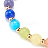 Natural Agate & Cat Eye Round Beaded Stretch Bracelet BJEW-JB08365-03-4