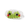 Glass Seed Braided Bead Frog Shape Finger Ring for Women RJEW-TA00052-5