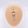 304 Stainless Steel Micro Pave Cubic Zirconia Belly Rings WGADED5-34-1