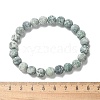 Natural Green Spot Jasper Bead Stretch Bracelets X-BJEW-K212-B-017-5