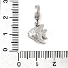 304 Stainless Steel Crystal Rhinestone Sea Animal European Dangle Charms STAS-D153-02A-P-3