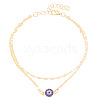 Alloy Rhinestone Evil Eye Double Layer Anklets for Women WGEB246-05-5