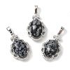 Natural Snowflake Obsidian Oval Pendants G-NH0025-15P-19-1