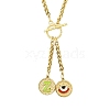 Ion Plating(IP) 304 Stainless Steel Green Yellow Enamel Letter & Eye Pendant Wheat Chain Necklaces STAS-Z102-01G-Z-1