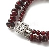 Natural Garnet Chip Beads Multi-strand Bracelet BJEW-JB07052-03-5