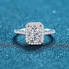 Rhodium Plated 925 Sterling Silver Micro Pave 6x8mm Cubic Zirconia Finger Rings for Women WG8E258-23-2