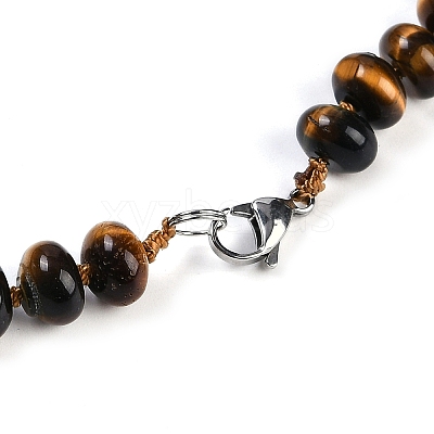 Natural Tiger Eye Rondelle Graduated Beaded Necklaces for Women Men NJEW-K388-02V-1