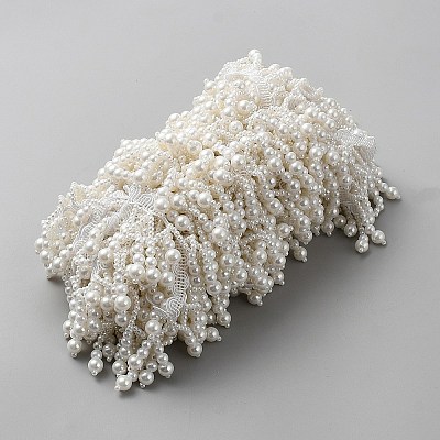 Plastic and Polyester Beaded Trim OCOR-WH0082-501-1