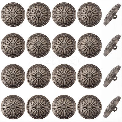 20Pcs 1-Hole Alloy Shank Buttons BUTT-GF0004-10B-1