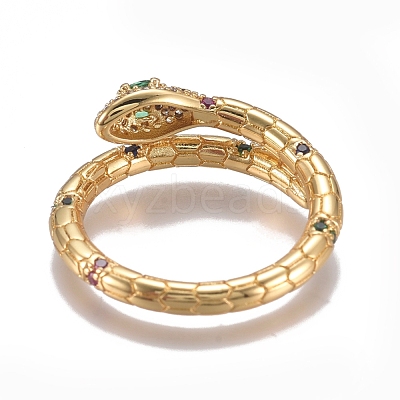 Brass Micro Pave Cubic Zirconia Cuff Rings RJEW-G108-03G-1