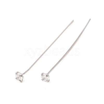 Brass Micro Pave Cubic Zirconia Stud Earring Findings CU-CBA4618-01P-01-1