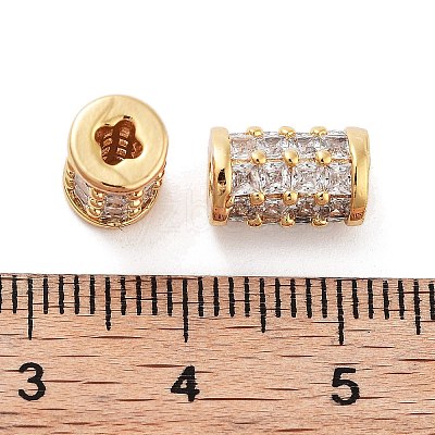 Column Brass Micro Pave Clear Cubic Zirconia Beads KK-S394-05F-1