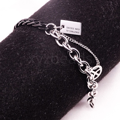 Two Tone Peace Symbol & Quote Charm Bracelets FS-WGFBFF4-02-1