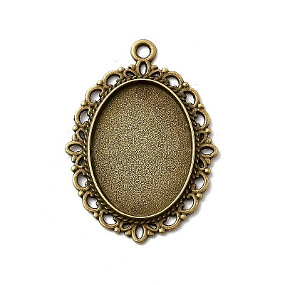 Oval Antique Bronze Color Zinc Alloy Pendant Settings for Cabochon & Rhinestone X-PALLOY-A15257-AB-LF-1