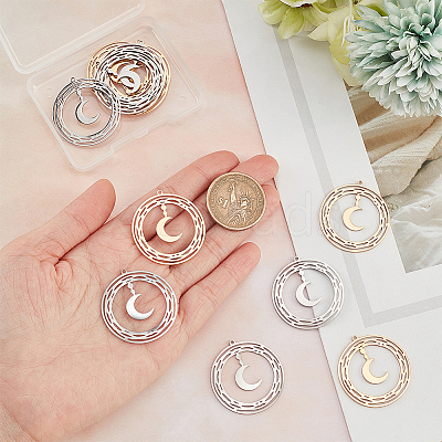 12Pcs 2 Colors 201 Stainless Steel Pendants STAS-DC0012-16-1