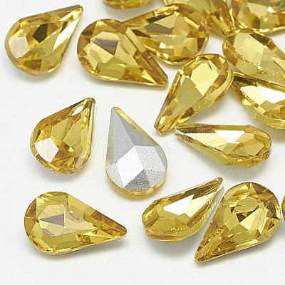 Pointed Back Glass Rhinestone Cabochons RGLA-T082-6x10mm-22-1