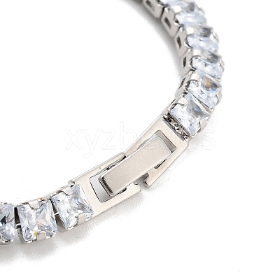 Brass Pave Clear Cubic Zirconia Square Link Bracelets BJEW-YWC0002-09P-1