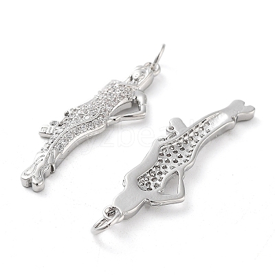 Rack Plating Brass Micro Pave Clear Cubic Zirconia Pendants KK-M280-03P-1
