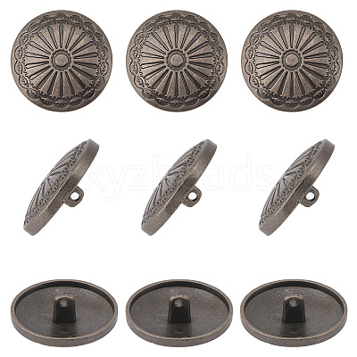 20Pcs 1-Hole Alloy Shank Buttons BUTT-GF0004-10B-1