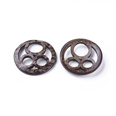 Coffee Color Flat Round Coconut Pendants X-COCO-I002-011-1