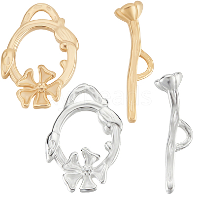 10Pcs 2 Colors Eco-friendly Brass Toggle Clasps KK-BBC0025-30-1
