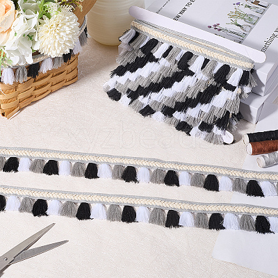 5M Ethnic Style Polyester Fringe Lace Trims SRIB-CY0001-03A-1