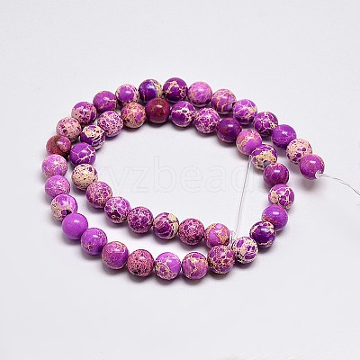 Natural Imperial Jasper Beads Strands G-I122-8mm-07-1