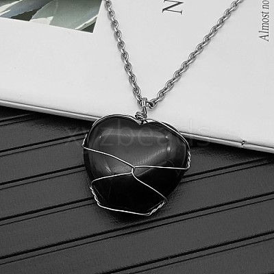 Natural Dyed & Heated Black Agate Pendant Necklaces CY8832-6-1